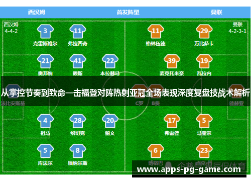 从掌控节奏到致命一击福登对阵热刺亚冠全场表现深度复盘技战术解析